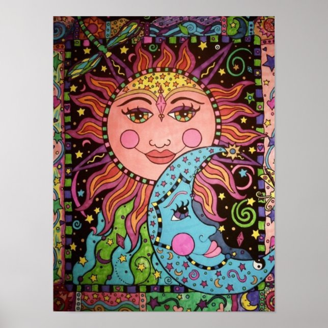 Celestial Sol och Måne Graphic Poster (Framsidan)