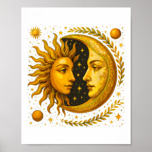 Celestial Sol och Måne Poster