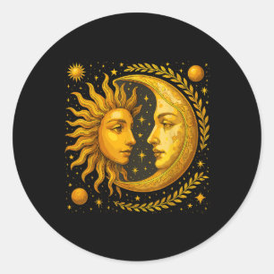 Celestial Sol och Måne Runt Klistermärke