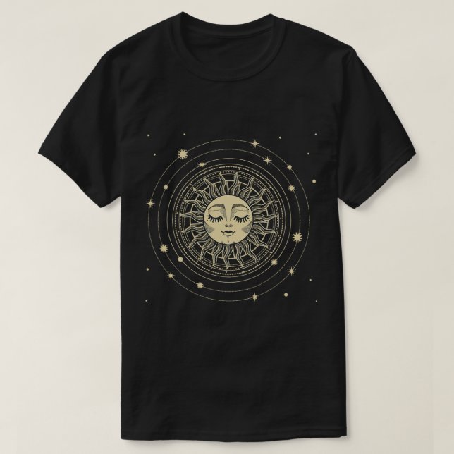 Celestial Sol Tarot Cards Horoscope Zodiac Astrolo T Shirt (Design framsida)