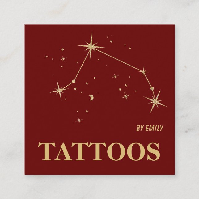 Celestial Sol Tatto Salon Fyrkantigt Visitkort (Framsida)
