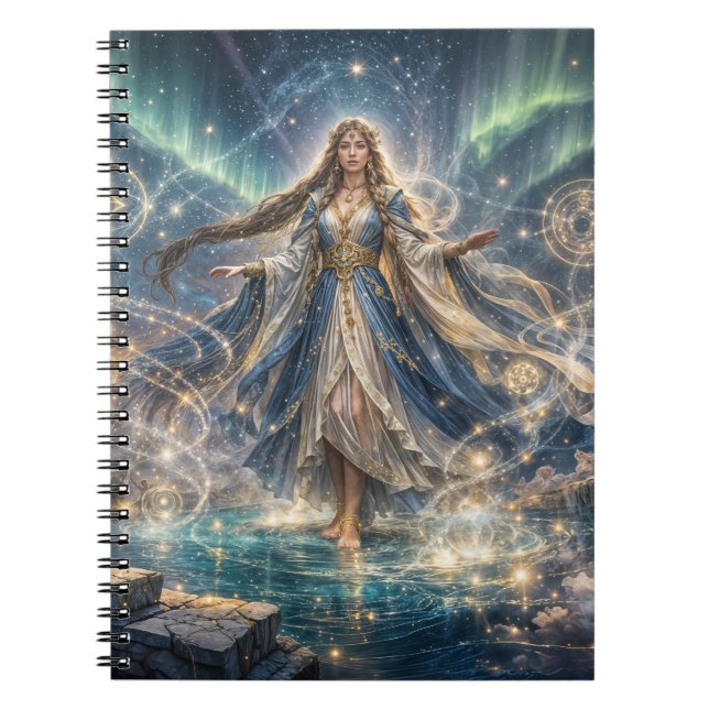 Celestial Sorceress Notebook – Mystical Blue Anteckningsbok (Framsidan)