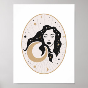 Celestial Sövande Gudinna Måne Magi Mystisk Stjärn Poster