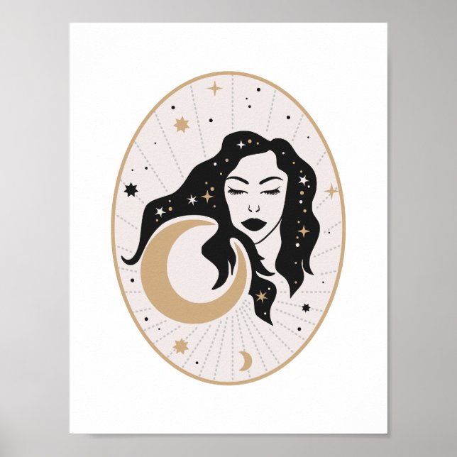 Celestial Sövande Gudinna Måne Magi Mystisk Stjärn Poster (Framsidan)