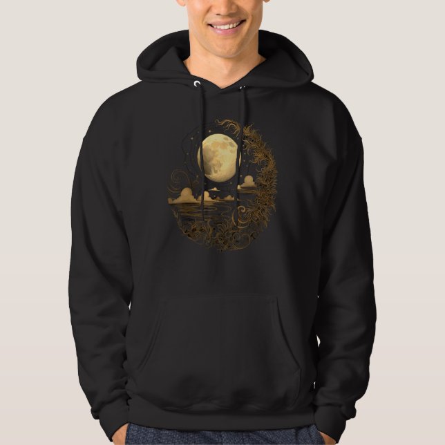 Celestial Space Sun Moon Boho Luna Solar Astronomy Hoodie (Framsida)