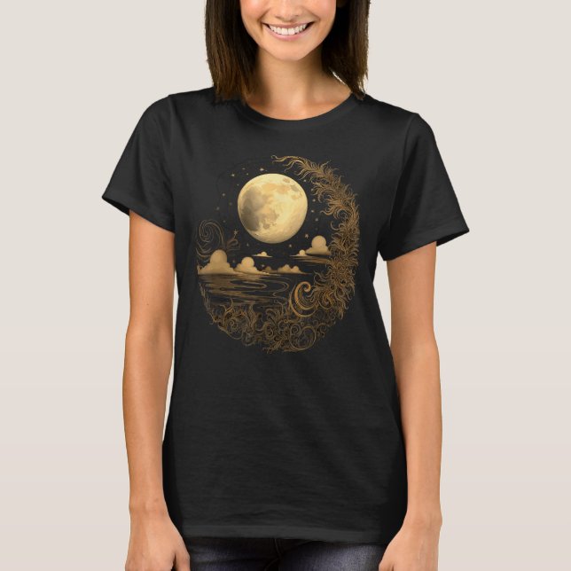 Celestial Space Sun Moon Boho Luna Solar Astronomy T Shirt (Framsida)