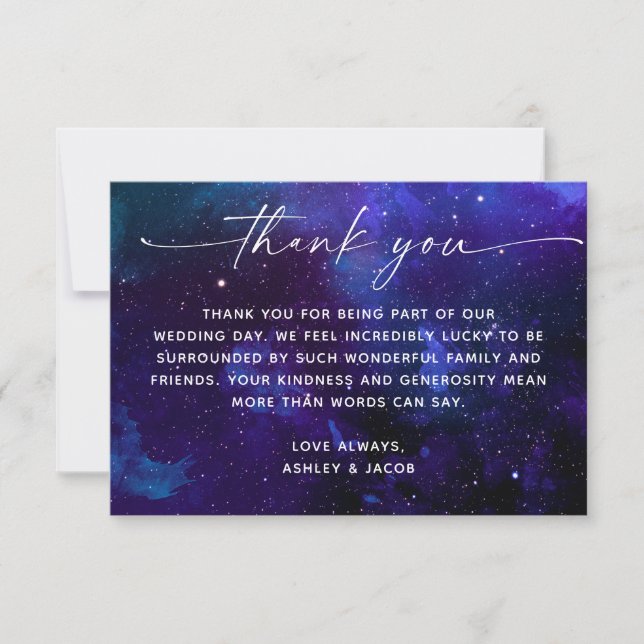 Celestial Space Wedding | Astronomy Starry Night Tack Kort (Framsida)