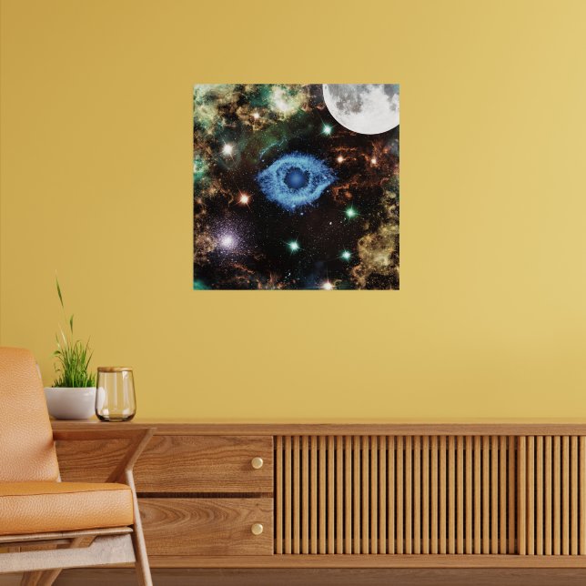 Celestial Spiral Galaxy Nebula Cluster Stars Spark Poster (Vardagsrum 2)