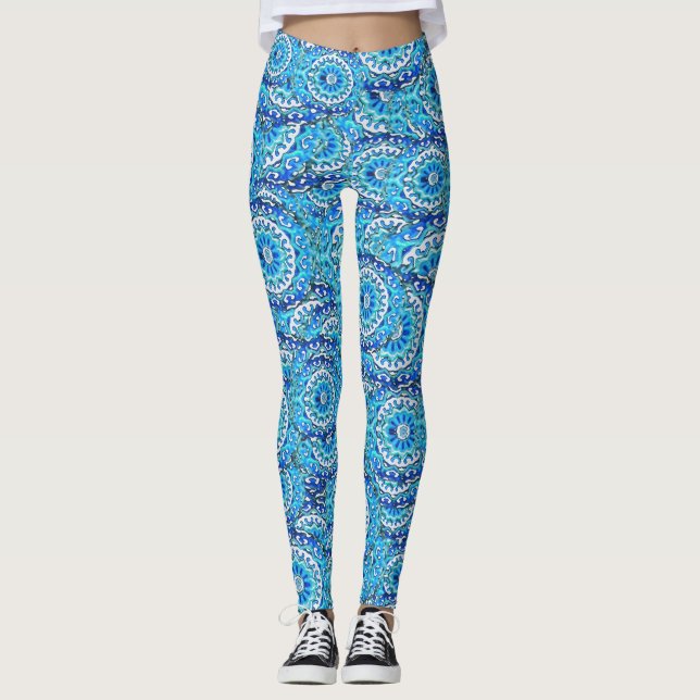 Celestial Spiral Mandala Mönster Leggings (Framsida)