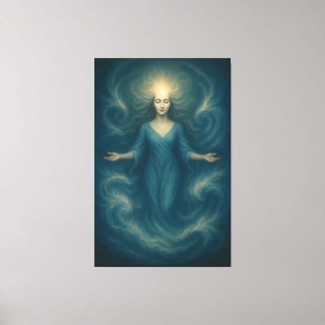 Celestial Spirit Goddess – Oceanic Light Awakening Canvastryck (Framsida)