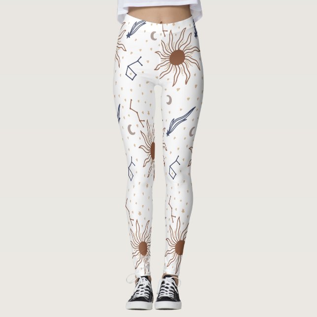 Celestial Star Blommigt Theme Leggings (Framsida)
