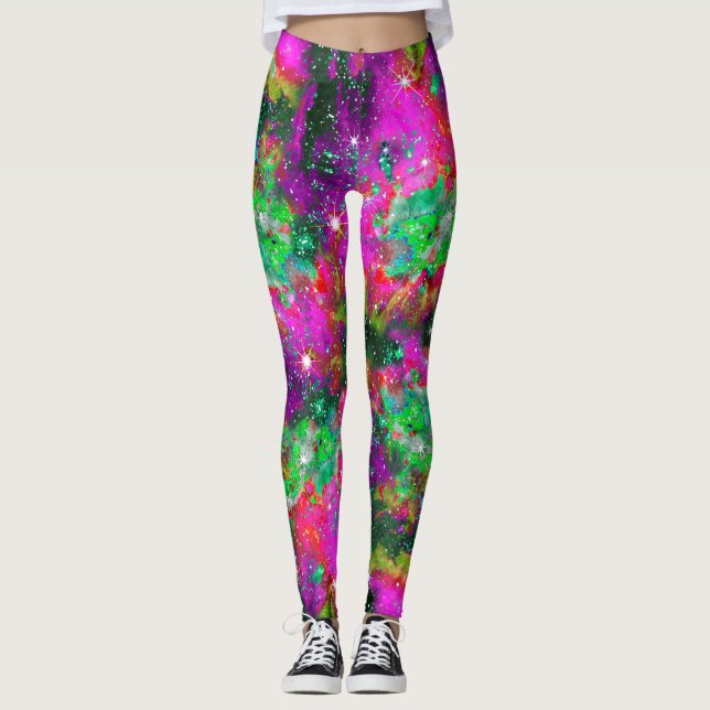 Celestial Star Fält över alla trycksaker Leggings (Framsida)
