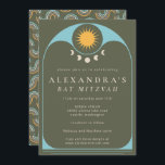 Celestial Star Grönt Blue Modern Bat mitzvah Invi Inbjudningar<br><div class="desc">Grönten Celestial Star Blue Modern Bat mitzvah bjudande</div>