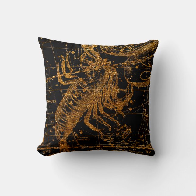 Celestial Star Karta Astrological Sign Guld Scorpi Kudde (Framsida)