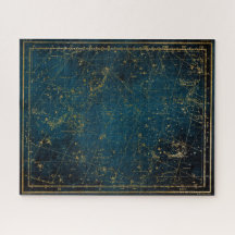 Celestial star karta-konstellationen Blue guld gal
