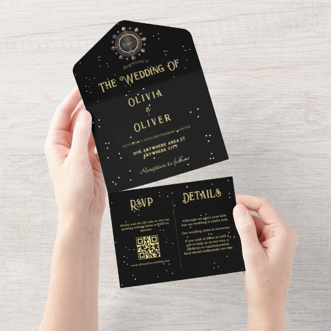 Celestial star QR- kod astrologi, tema bröllop (Tearaway)