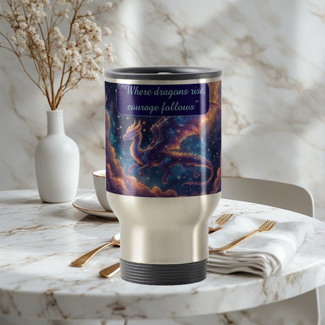 Celestial Starborne Dragon Cosmic Wings Ethereal  Resemugg (Vintage Beige Botanical Herbs Leaves Wildflowers Thermal Tumbler)