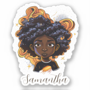 Celestial Starry Afro Woman Klistermärken