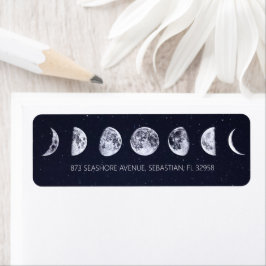 Celestial Starry Himlar Måne Phases Bröllop Returadress Etikett