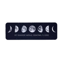 Celestial Starry Himlar Måne Phases Bröllop Returadress Etikett