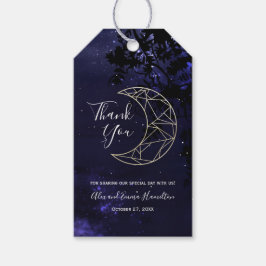 Celestial Starry Himlar och Guld Måne Bröllop Tema Presentetikett
