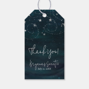 Celestial Starry Himlar Swirls & Stars Party-förmå Presentetikett