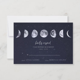 Celestial Starry Himmel Måne Phases Bröllop OSA Kort