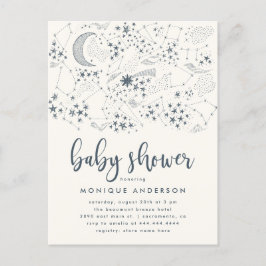 Celestial Starry Night Constellation Baby Shower Inbjudan Vykort
