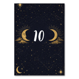 Celestial Starry Night Gold Moon Table Number Bordsnummer
