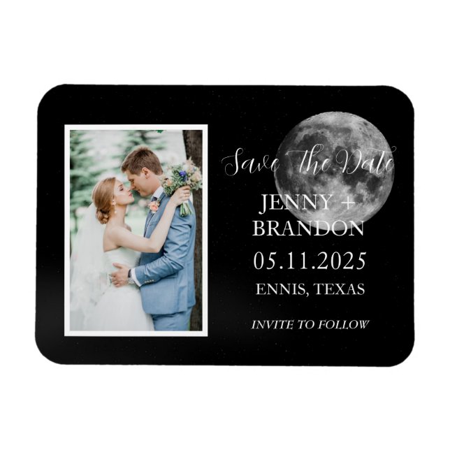 Celestial Starry Night Himlar Galaxy Photo Måne Magnet (Horisontell)