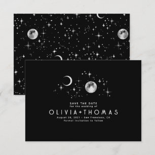 Celestial Starry Night Måne Black Spara datumet