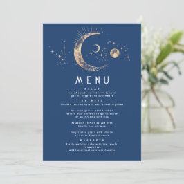 Celestial Starry Night Måne Bröllop Menu Inbjudningar