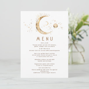 Celestial Starry Night Måne Bröllop Menu Inbjudningar