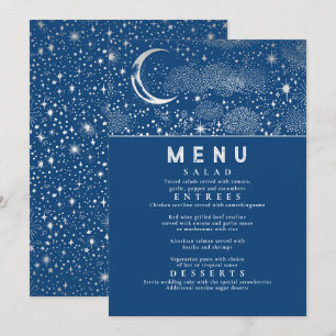 Celestial Starry Night Måne Bröllop Menu Inbjudningar