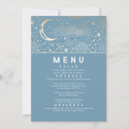 Celestial Starry Night Måne Bröllop Menu Inbjudningar