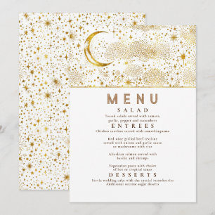 Celestial Starry Night Måne Bröllop Menu Inbjudningar