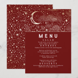 Celestial Starry Night Måne Bröllop Menu Inbjudningar