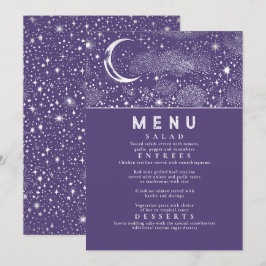Celestial Starry Night Måne Bröllop Menu Inbjudningar