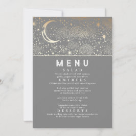 Celestial Starry Night Måne Bröllop Menu Inbjudningar