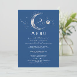 Celestial Starry Night Måne Bröllop Menu Inbjudningar