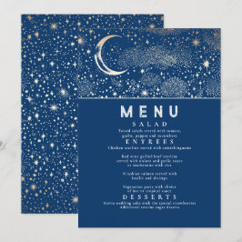 Celestial Starry Night Måne Bröllop Menu Inbjudningar