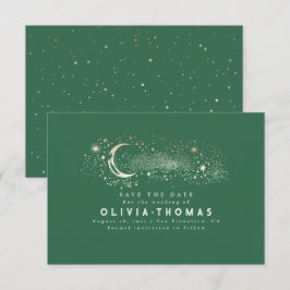 Celestial Starry Night Måne Mystical Save the Date Spara Datumet