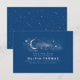 Celestial Starry Night Måne Mystical Save the Date Spara Datumet