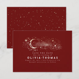 Celestial Starry Night Måne Mystical Save the Date Spara Datumet