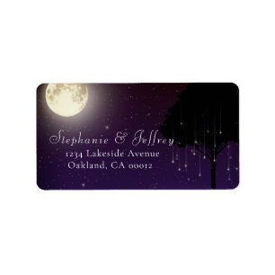 Celestial Starry Night Träd String Ljus Bröllop Adressetikett