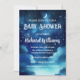Celestial Starry Night Watercolor Baby Shower Inbjudningar