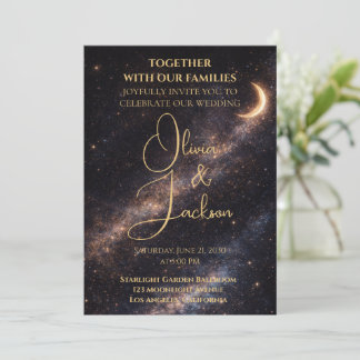 Celestial Starry Night Wedding Invitation Inbjudningar