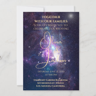 Celestial Starry Night Wedding Invitation Inbjudningar