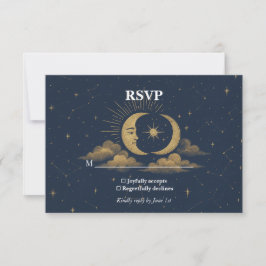Celestial Starry Night Wedding RSVP Card OSA Kort