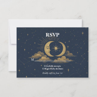 Celestial Starry Night Wedding RSVP Card OSA Kort